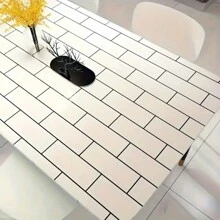 1Roll White Brick Wallpaper White Trellis Tile Peel And Stick Wallpaper Self Adhesive On Kitchen Backsplash Waterproof Oil-Proof No Sticky Residue After Removing And Easy To Clean Just Need A Damp Cloth To Easily Wipe Off Stains Removable Wall Covering 15.7*196.8/118.1/39.3"