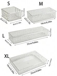 1pc Clear Drawer Organizer With Dividers For Cosmetic Storage, Dressing Table, Skin Care Product Classification, Perfume Organizer, Lipstick Holder, Eyebrow Pencil Storage Box,For Holiday Beach, Bathroom Collection, Bedroom Collection, Large Capacity - Crystal Pattern Transparent - View 2