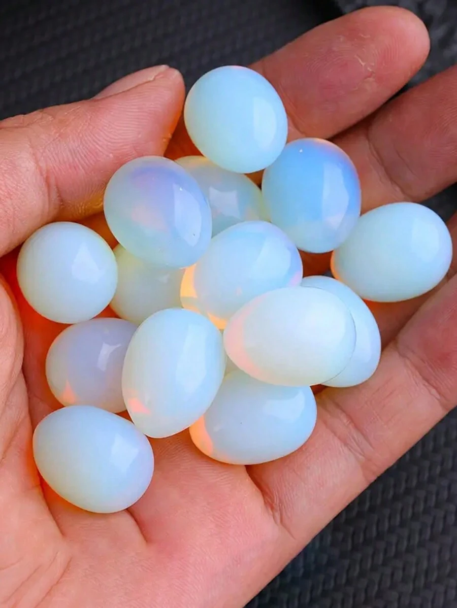 5/10/15/25pcs Polished Opal Egg Stone Relief Egg Fresh And Simple Cute Desktop Planter Ornaments Holiday Birthday Decorations Jewelry Accessories Making