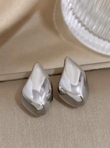 1 Par de Brincos Assimétricos Grossos de Aço Inoxidável Punk para Mulheres, Brincos Pendentes Encantadores de Moda Chique em Cor Dourada e Prateada, Jóias Diárias para Festa