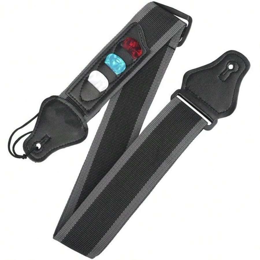 Alça de Guitarra Ajustável, Alça de Ombro de Guitarra em Nylon Tecido com Porta Palheta, Adequada para Guitarra Elétrica, Guitarra Clássica, Violão