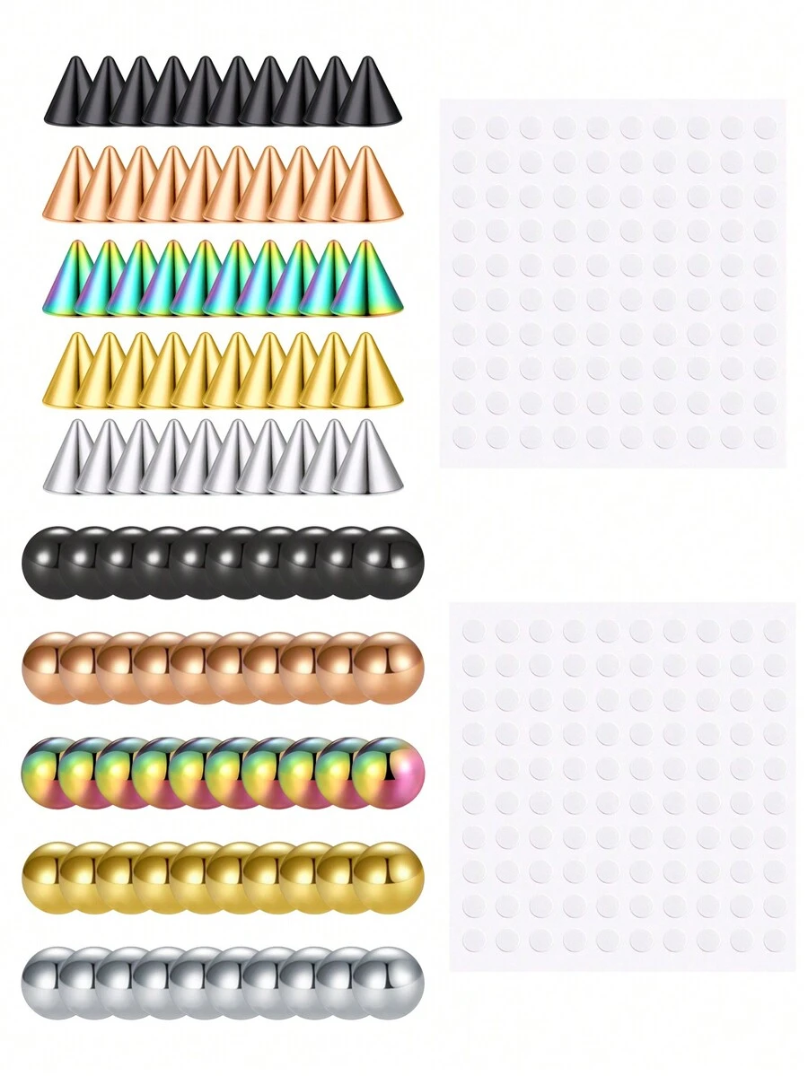 AVYRING 220Pcs Fake Piercing Stud Set Fake Nose Ring Stud Sticker Pack Fake Eyebrow Lip Piercing Non Piercied Earring Stud Body Jewelry - Multicolor - View 1