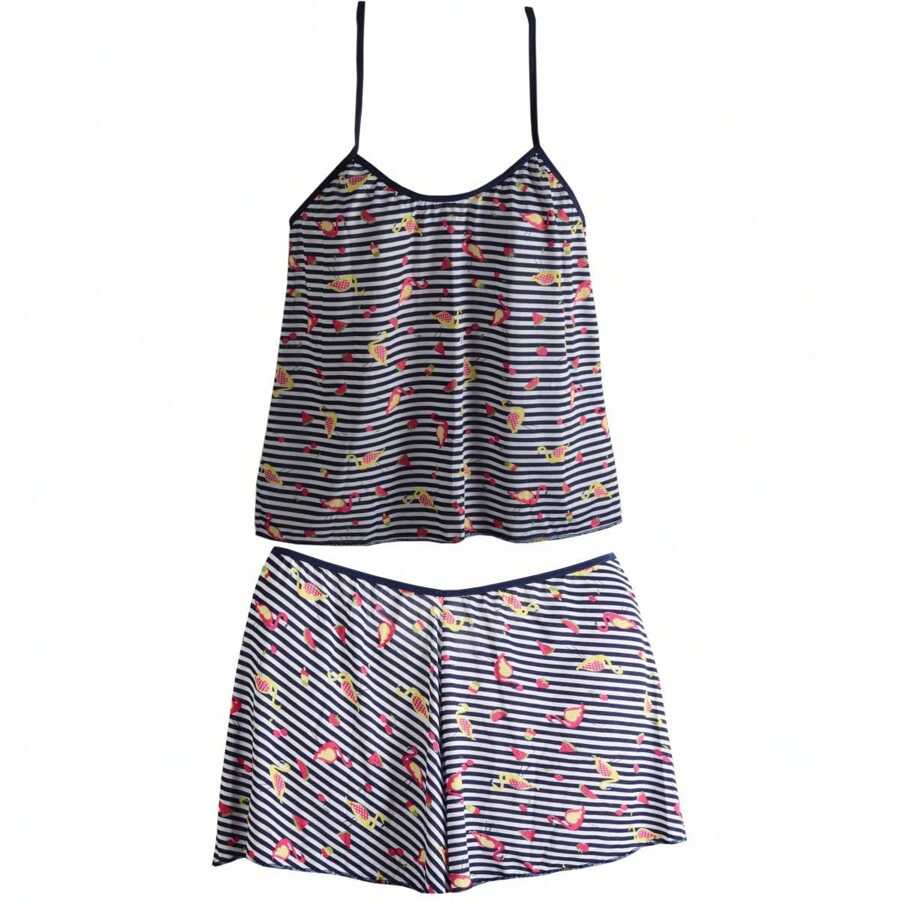 Women Pajama Sets - 黑與白 - 查看 1