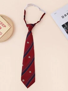 3pcs Kids' Classical Striped Tie Shirt With A Vintage English Style, Stage Performance Accessories, Undetachable Knitted Necktie For DIY Decorations - Red - View 7