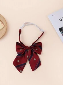 3pcs Kids' Classical Striped Tie Shirt With A Vintage English Style, Stage Performance Accessories, Undetachable Knitted Necktie For DIY Decorations - Red - View 6