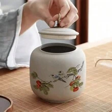 复古密封零食储物罐，适合居家使用，中国复古茶壶造型，陶瓷材质，开学季必备 - 彩色 - 查看 11