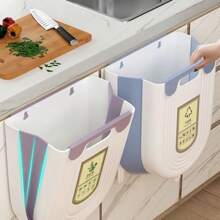 6L Wall Mounted Hanging Trash Bin With Plastic Holder Lid Self Adhesive Wall Cabinet Kitchen Utensils -1022 - 彩色 - 查看 6