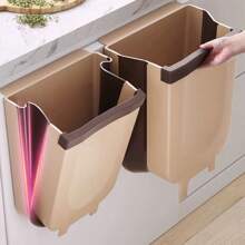 6L Wall Mounted Hanging Trash Bin With Plastic Holder Lid Self Adhesive Wall Cabinet Kitchen Utensils -1022 - 彩色 - 查看 2