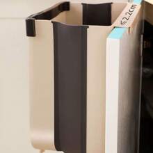 6L Wall Mounted Hanging Trash Bin With Plastic Holder Lid Self Adhesive Wall Cabinet Kitchen Utensils -1022 - 彩色 - 查看 3