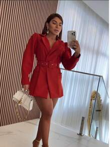 Tailoring Romper LONG SLEEVE PRINCESS Luxury Fabric - Burnt Orange - View 2
