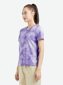 TECTOP Camisetas para mujeres de secado rápido, cuello redondo, teñido anudado, atléticas, para entrenamiento, de ajuste seco, rendimiento deportivo, absorción de humedad, top de running, gimnasio, atlético - Morado - Ver 4