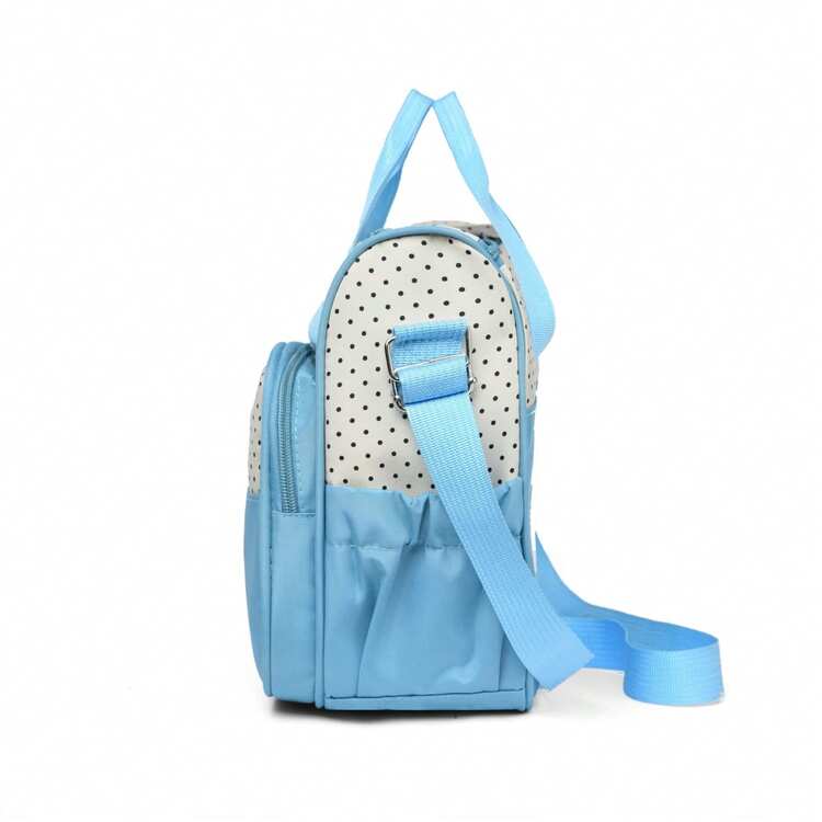 5 件套多功能尿布包，大容量妈妈包，母婴单肩尿布包 - 淺藍色 - 查看 5