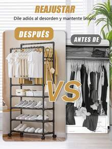 3/4/5 Niveles PERCHERO, ZAPATERO PARA ARMARIO,MUEBLE ZAPATERO CON RUEDAS,3/4/5 NIVELES DE ESTANTE Estante, estante de secado de ropa, almacenamiento de ropa y sombreros,multifuncional Simple para zapatos y sombreros, estante de entrada para almacenamiento Estante Para Zapatos + Perchero de Bolsas Ropa Sombreros Elegante Fácil De Armar,ahorro de espacio - Gris - Ver 3