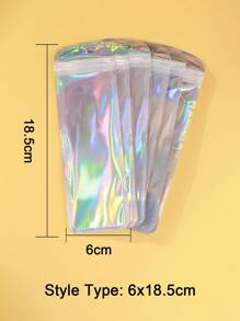 50pcs Rainbow Packing Bag Translucent Self Seal Pouches Iridescent Laser Zipper Bags For Glitter Charms Jewelry Earring Packaging