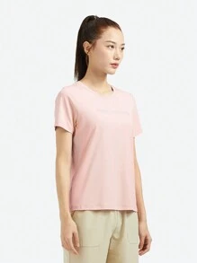 TECTOP 女性短袖T恤快干圓領運動健身乾透效能運動GMY - 粉色 - 查看 5