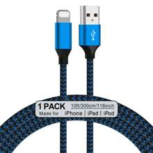 3Pcs/1Pc IPhone Charger Car Carplay Cable, Nylon Braided 10/6/3FT Lightning Cable Fast Charging High Speed Data Sync USB Cord Compatible With IPhone 14 13 12 11 Pro Max XS XR X 8 7 6S 6 Plus SE