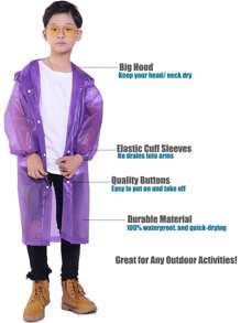 DeTODO Impermeable de Niño Portátil Para Lluvia Super Practico, Unisex y Unitalla - Morado - Ver 5