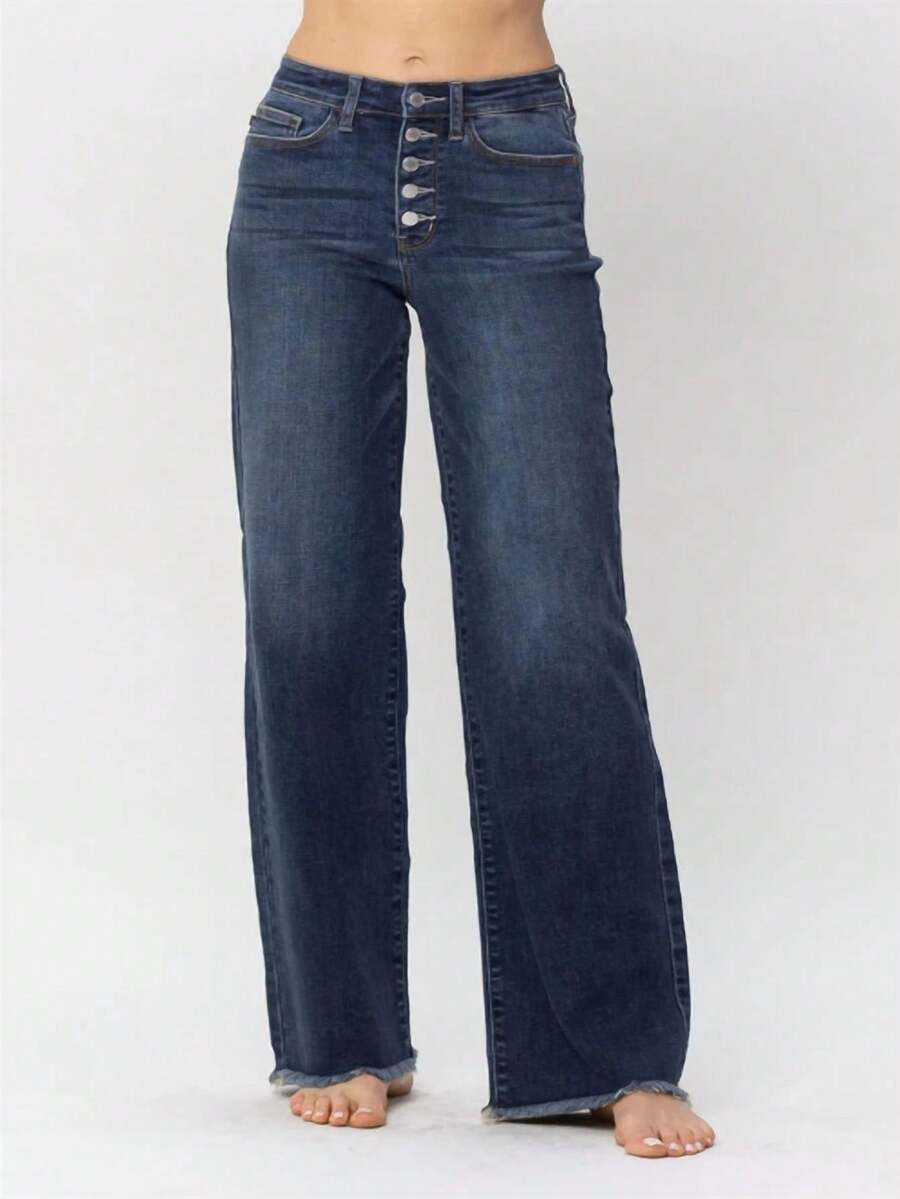 Judy Blue High Waist Wide Leg Jeans - Màu xanh lam - Xem 1