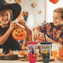 10packs 24oz Color Changing Cups With Lids And Straws, 710ml Plastic Tumblers Cup Bulk Trick Or Treat Cups, Reusable Cup Bulk For Favors, Decorations Indoor Home, Ideal Gifts For Birthday Housewarming Christmas