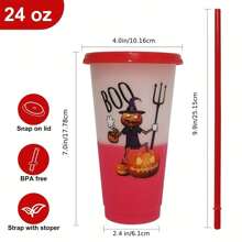 10packs 24oz Color Changing Cups With Lids And Straws, 710ml Plastic Tumblers Cup Bulk Trick Or Treat Cups, Reusable Cup Bulk For Favors, Decorations Indoor Home, Ideal Gifts For Birthday Housewarming Christmas