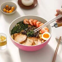 Sartén wok antiadherente pequeña para cocinar en el hogar, olla de fondo plano apta para cocina de inducción y de gas, adecuada para cocinar fideos, sopas y mariscos - Rosa - Ver 4