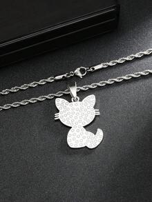 1 件流行欧美风格时尚魅力猫形吊坠项链，优雅别致，饰有耀眼的水钻，长钛钢不褪色链，适合生日、家庭节日或女士日常佩戴。 - 彩色 - 查看 6