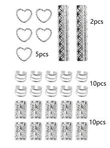 27pcs/Set Mixed Shapes Dreadlock Hair Scrunchies Set, Suitable For Braided Hairstyles, Adjustable Hair Bands For All Seasons