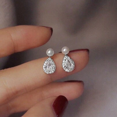 1 Pair Kids Elegant Cubic Zirconia Stud Earrings For Girls Gifts For Daily Decoration For Party Jewelry Birthday Gift