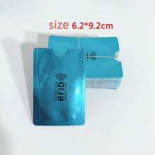 RFID 屏蔽卡夹套装，适用于信用卡、身份证和护照，铝箔磁卡保护套 - 藍色 - 查看 5
