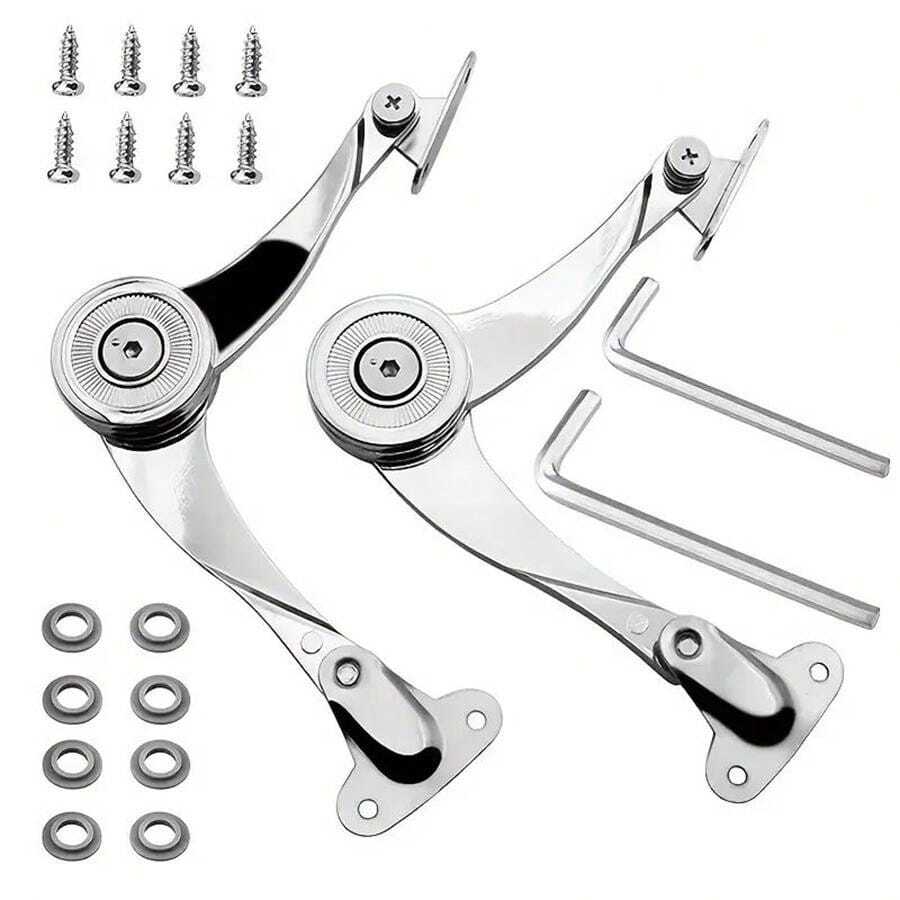 2pcs Lid Support Hinges Soft Close Folding Lid, Stay Hinge Keep Lid