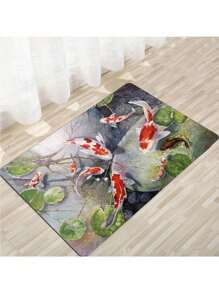 1 pièce Tapis de porte d'entrée minimaliste moderne peint à la main avec design de carpe pour salon, chambre à coucher, tapis de cuisine antidérapant absorbant