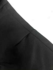 1pc Tween Boy Loose Casual Outdoor Exercise Flap Pocket & Drawstring Side Black Cargo Pants, Spring Autumn - Black - View 5