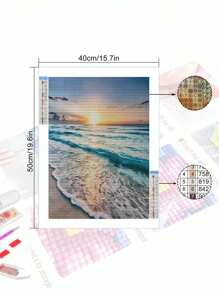 5D DIY 钻石画马赛克 - 美丽海景，钻石十字绣套件马赛克家居装饰墙艺术 - 淺粉色 - 查看 3