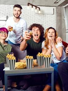 5pcs/10pcs/12pcs/20pcs/30pcs/50pcs Anti-Leakage Popcorn Bags, Paper Grocery Bags, Candy Gift Bags, Fast Food Containers, Popcorn Holders, Onion Rings, Popcorn Snack Boxes, Popcorn Paper Bags, Kraft Paper Bags, Suitable For Party, Movie Night, Birthday, Holiday, Gathering, Christmas Gift - Multicolor - View 6