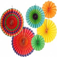 6pcs Paper Fan Flower Set For Wedding/Party/Birthday Decoration - Multicolor - View 1