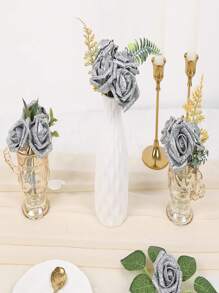 10pcs Or 5pcs/Pack Glitter Roses Golden Artificial Rose Flower, Glitter Flowers Foam Rose With Stem For DIY Wedding Bridal Bouquet Home Party Decoration, Halloween Decor, Home Decor, Valentine Day, Gift Gifts Birthday Graduation