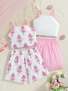 Summer Girls' Ballet Princess Multi-Piece Sweet And Fresh Shorts And Suspender Set - Multicolor - View 2