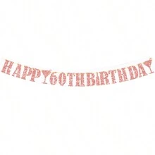1pc 18/21/30/40/50/60 Rose Gold/Golden/Black/Champagne Glitter Happy Birthday Banner, Anniversary Party Decoration, Rose Gold Champagne Bottle Party Decoration,Christmas