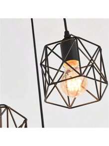 Lámpara Colgante Industrial, 3 Luz Moderna Industrial Con Pantalla De Rústica Colgante Lámpara De Techo Para Isla De Cocina Comedor Cafetería Escalera Vestíbulo (Bombilla no incluida) - Negro - Ver 4