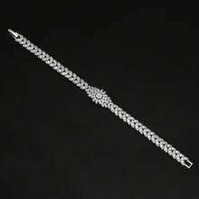 方晶锆石 4 件套新娘首饰套装时尚迪拜阿联酋婚礼首饰项链套装 - 白色 - 查看 4