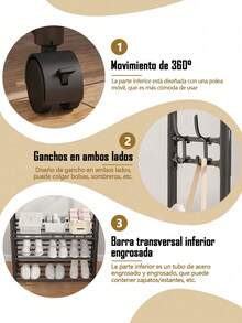 3/4/5 Niveles PERCHERO, ZAPATERO PARA ARMARIO,MUEBLE ZAPATERO CON RUEDAS,3/4/5 NIVELES DE ESTANTE Estante, estante de secado de ropa, almacenamiento de ropa y sombreros,multifuncional Simple para zapatos y sombreros, estante de entrada para almacenamiento Estante Para Zapatos + Perchero de Bolsas Ropa Sombreros Elegante Fácil De Armar,ahorro de espacio - Gris - Ver 6