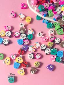 100pcs Cute Animal Shaped Polymer Clay Beads For Bracelet & Necklace DIY - Multicolor - View 3