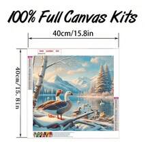 1 Bộ tranh kim cương 5D tự làm 40*40cm/15.8*15.8in không khung, núi tuyết và họa tiết động vật, tranh thêu chữ thập kim cương tròn đầy đủ, tranh thêu kim cương thủ công để trang trí tường - Nhiều màu - Xem 1