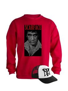 playera manga larga + gorra tony montana fashion moda - Rojo - Ver 2