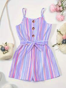Tween Girl Summer Lovely Multi-Colored Casual Jumpsuit - Multicolor - View 5