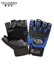 1 par de guantes de media mano para hombres, antideslizantes, transpirables y cómodos para ciclismo y deportes al aire libre - multicolor - Ver 4