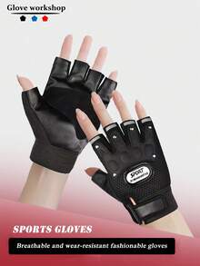 1 par de guantes de media mano para hombres, antideslizantes, transpirables y cómodos para ciclismo y deportes al aire libre - multicolor - Ver 1