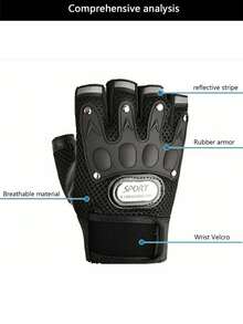 1 par de guantes de media mano para hombres, antideslizantes, transpirables y cómodos para ciclismo y deportes al aire libre - multicolor - Ver 2