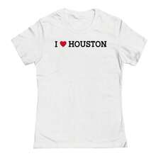 Nearly There I Heart Houston Graphic Ladies Cotton T-Shirt - White - View 1