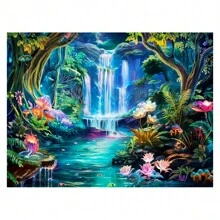 1 قطعة لوحة الماس 5D اصنعها بنفسك مناظر شاطئ البحر وشجرة جوز الهند المكتملة مربع أو دائري تجميع الماس شلال المشهد الجبلي للبالغين مناسب للمبتدئين ديكور المنزل